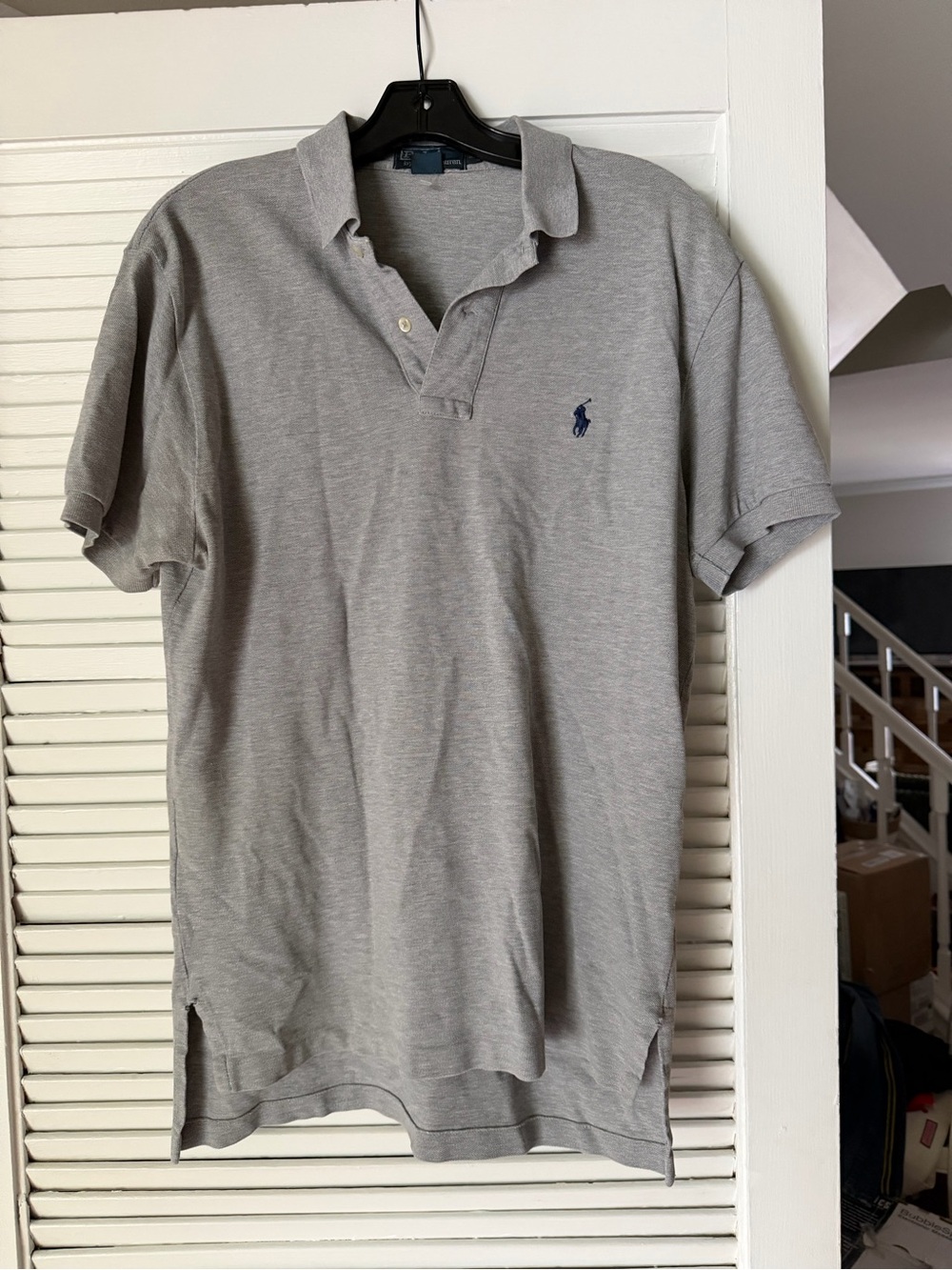 Polo Ralph Lauren Men's Med Gray Classic Fit Polo Shirt Navy Pony Logo